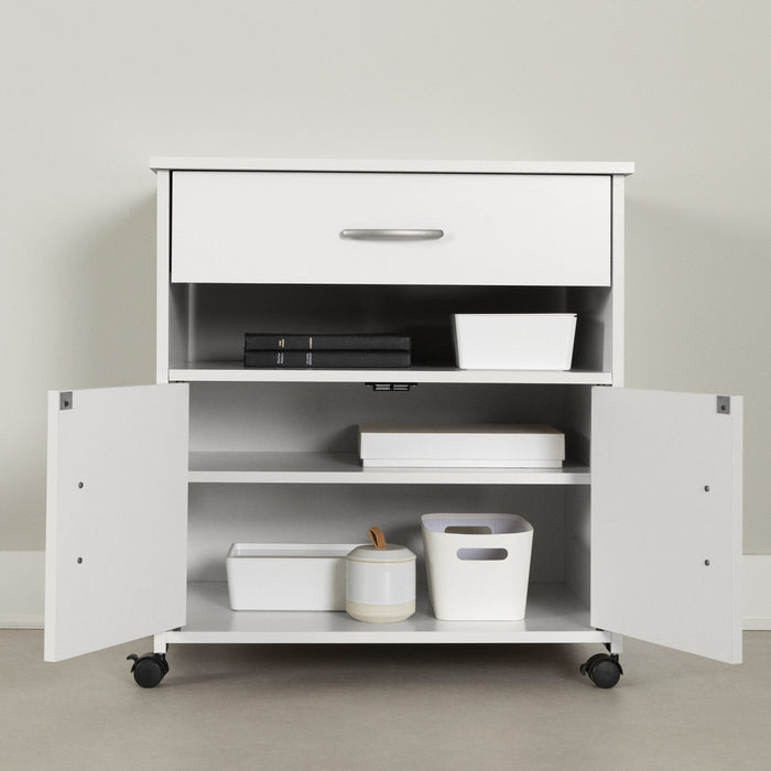 Axess Printer Cart On Wheels - Pure White 