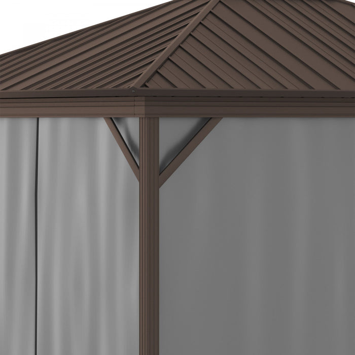 Outsunny 10' X 12' Hardtop Gazebo Canopy With Galvanized Steel Roof, Aluminum Frame, Permanent Pavil