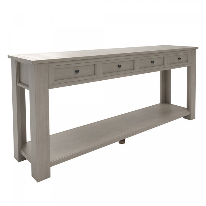 Gracie Solid Wood Console Table With Drawers And Shelf - Grey Wash 