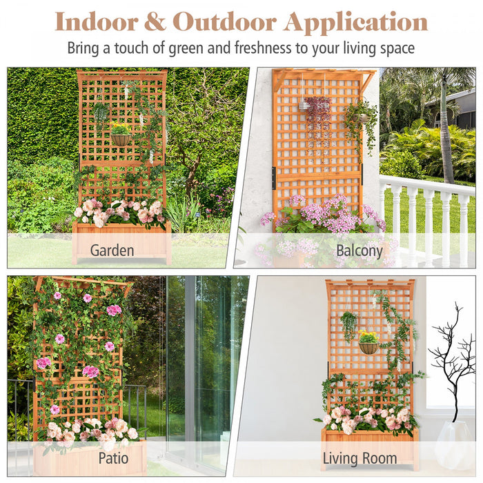 Costway Raised Garden Bed Planter Box Climbing Plants Container With Trellis &hanging Roof