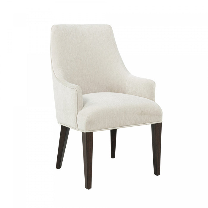 Beever Modern Wood Chenille Armchair in Cream 