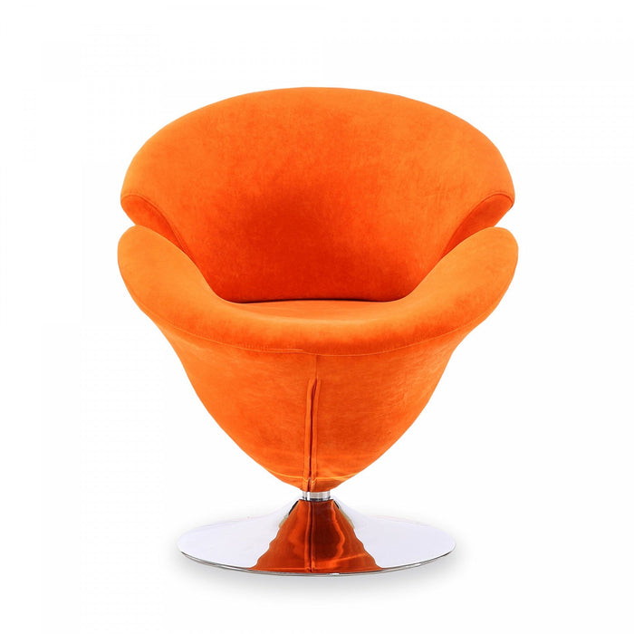 Tulip Modern Velvet Swivel Lounge Chair in Orange - Set of 2 