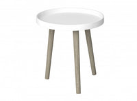 End Table With Pine Base - White Round Shape 