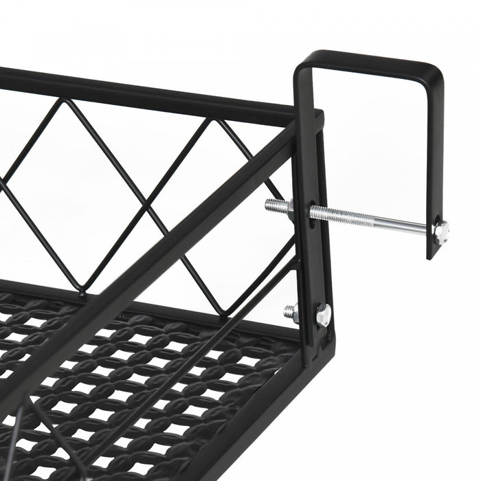 Outsunny 43'' X 12'' Hanging Flower Pot Stand Rack With Hooks, Metal Plant Pot Holder, Railing Shelf