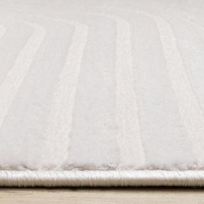 Leonardo White Grey Modern Lines Area Rug - 5'3\" x 7'7\"