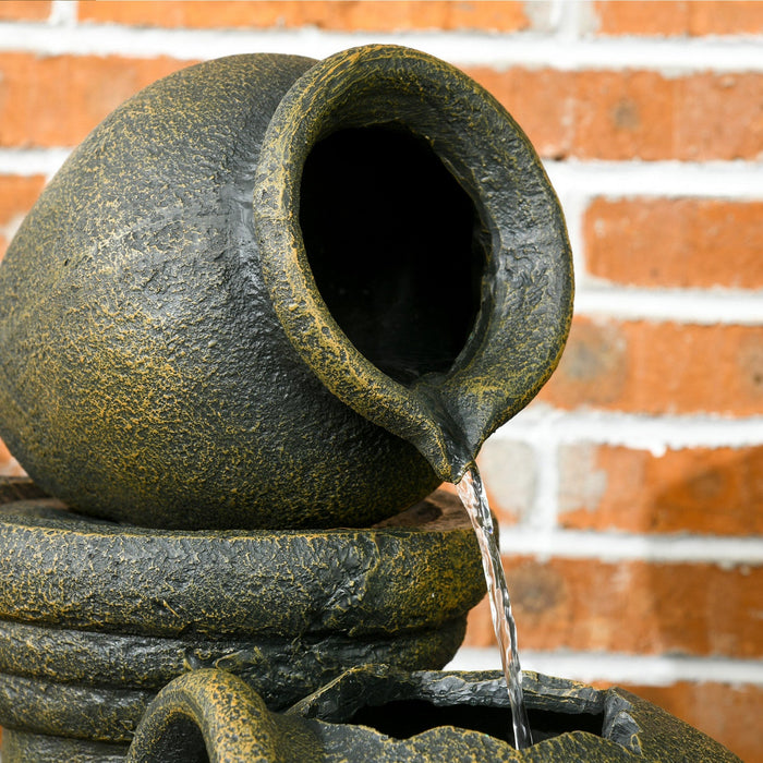 Outsunny 3-tier Outdoor Water Fountain With Adjustable Flow, Wine Jar Look