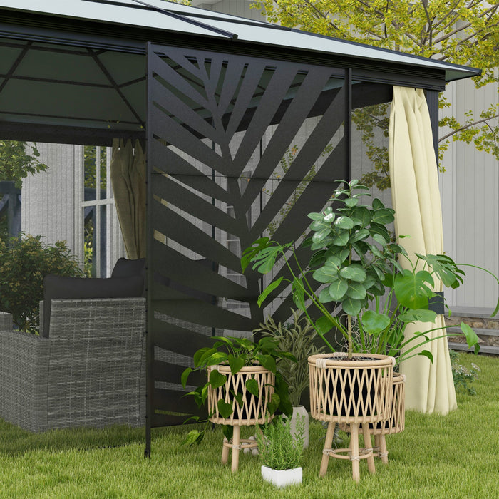 Outsunny Metal Privacy Screen W/ Expansion Screws Outdoor Divider