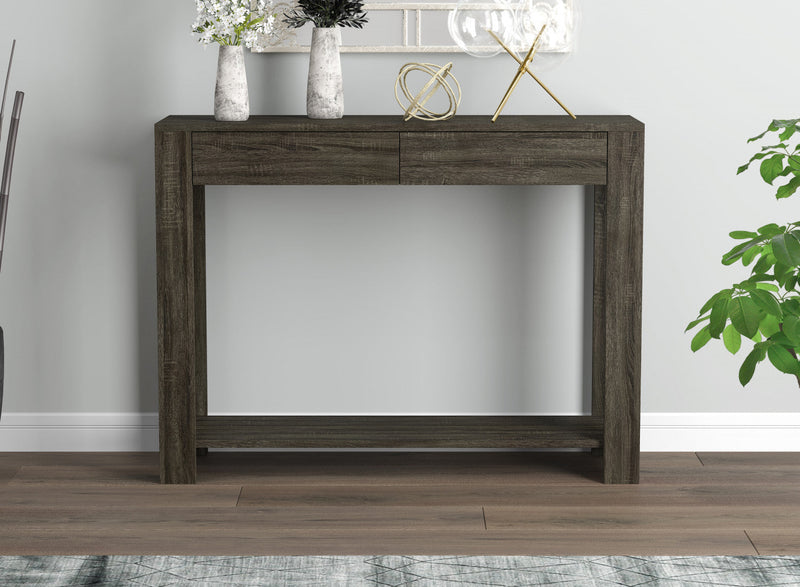40” Console Table With 2 Drawers And Shelf - Dark Grey Sofa Table 