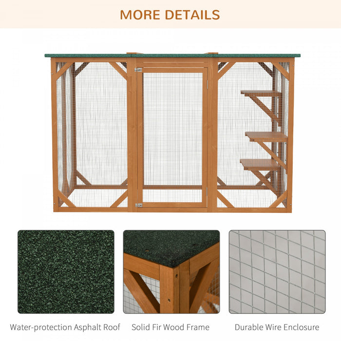 Pawhut Cat Cage Indoor Catio Outdoor Cat Enclosure Pet House Small Animal Hutch For Rabbit, Kitten, 