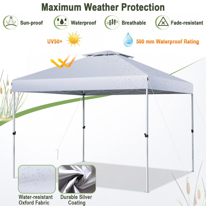 Costway 2-tier 10' X 10' Pop-up Canopy Tent Instant Gazebo Adjustable Carry Bag With Wheel
