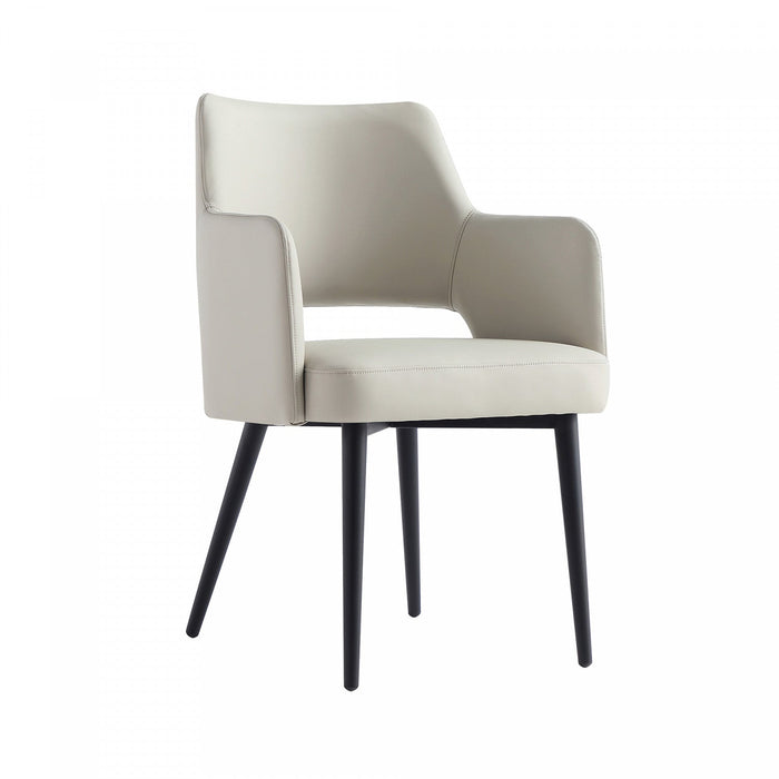 Tremont Modern Metal Vegan Leather Armchair in Stone Gray 