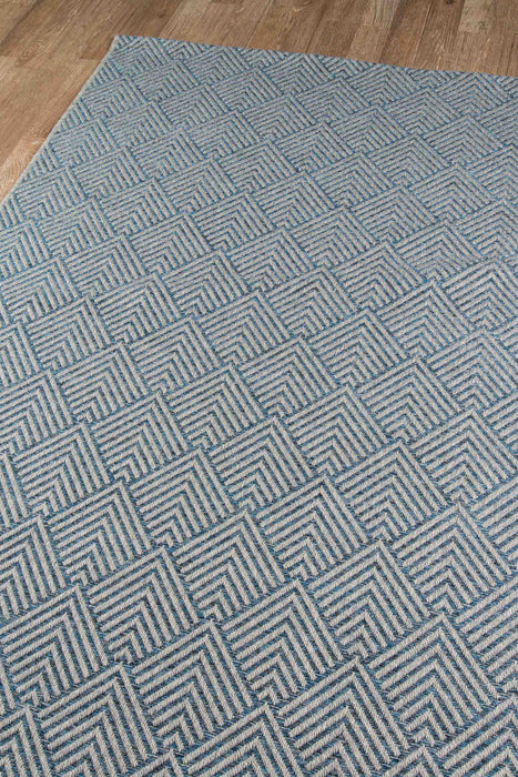 Laura Contemporary 6'7\" x 9'6\" Area Rug in Blue Indoor Area Rug 