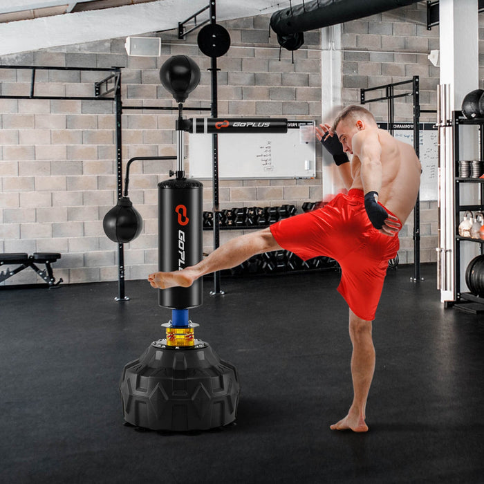 Goplus Boxing Speed Trainer Freestanding Fillable 360° Spinning Bar Adjustable Height