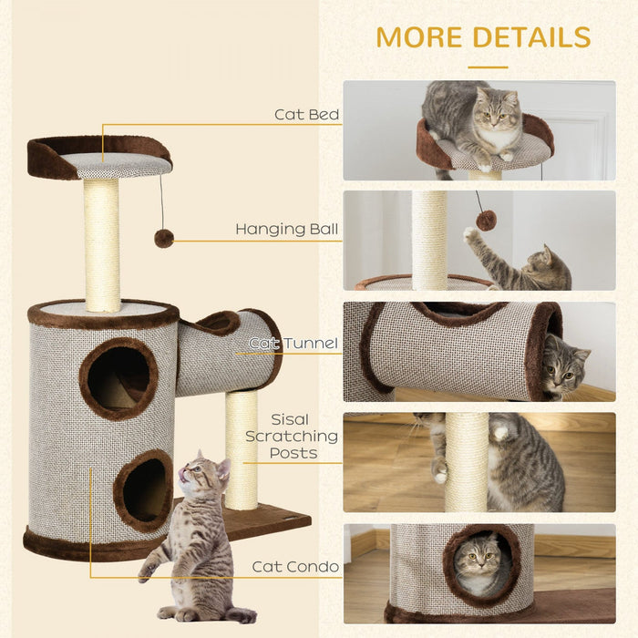 Pawhut Cat Tree Tower Indoor Cats Climbing Activity Center Kitten Furniture W/ Cat House, Bed, Scrat