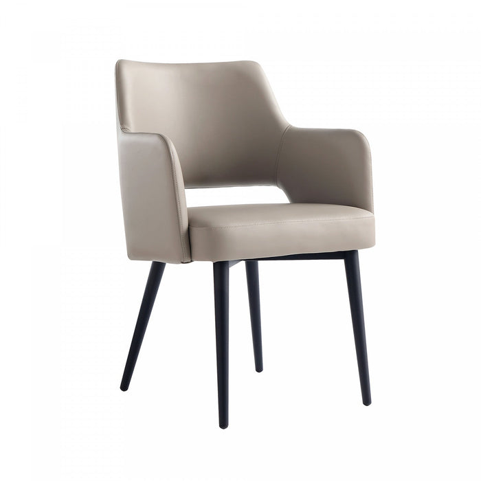 Tremont Modern Metal Vegan Leather Armchair in Taupe 