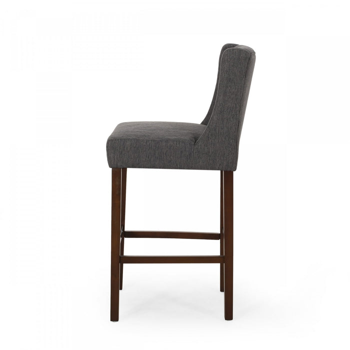 Bruce 30.5\" Counter Height Bar Stools Set Of 2 With Metal Legs And Fabric Upholstery - Charcoal Grey 