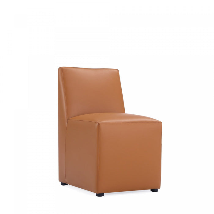 Anna Square Modern Vegan Leather Dining Chair in Saddle Brown - Set of 2 