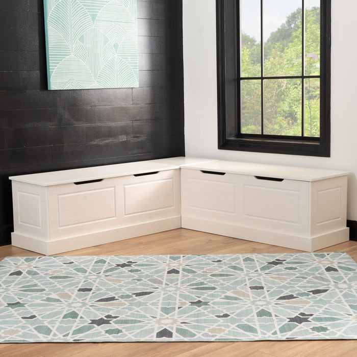 Tobin Backless Corner Nook Dining Bench - White