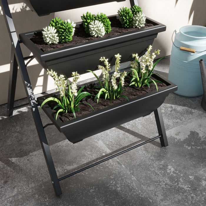 Outsunny 5-tier Raised Garden Bed With 5 Planter Boxes, Outdoor Plant Stand Grow Containers With Lea