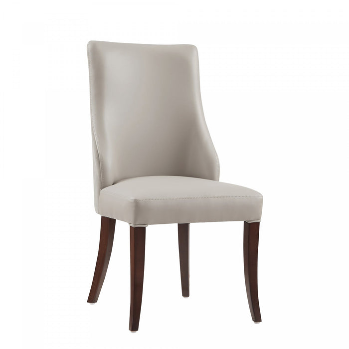 Connie Modern Vegan Leather and Velvet Wood Dining Chair in Light Gray - Set of 4 