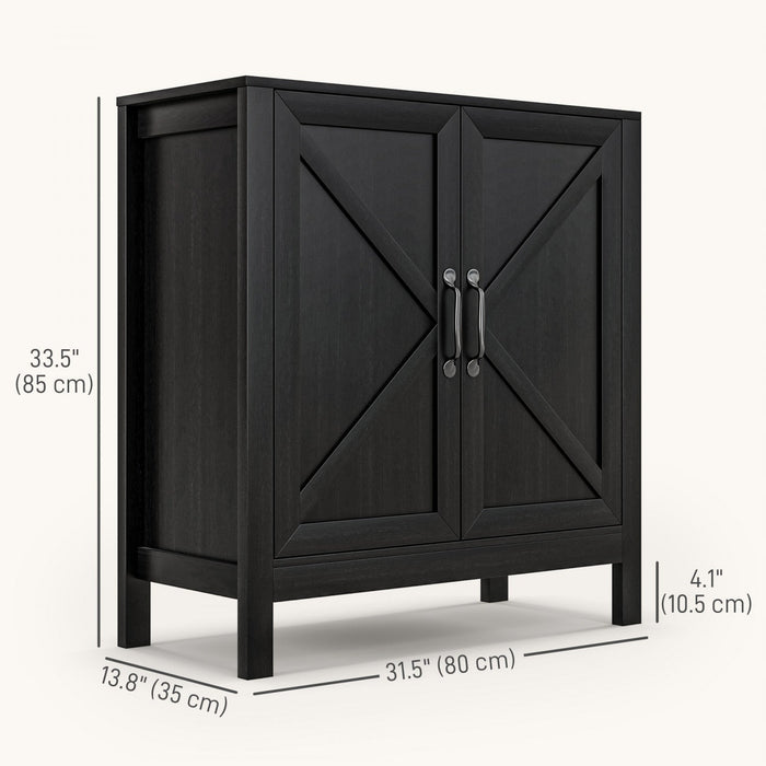 HOMCOM Storage Cabinet, Buffet Sideboard with Adjustable Shelf, Black