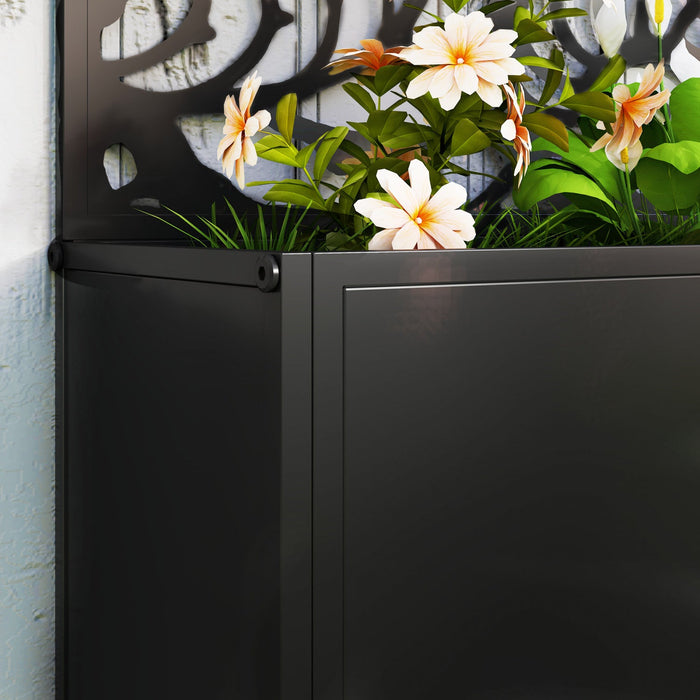 Outsunny Raised Garden Bed with Privacy Panel, Metal Planter Box
