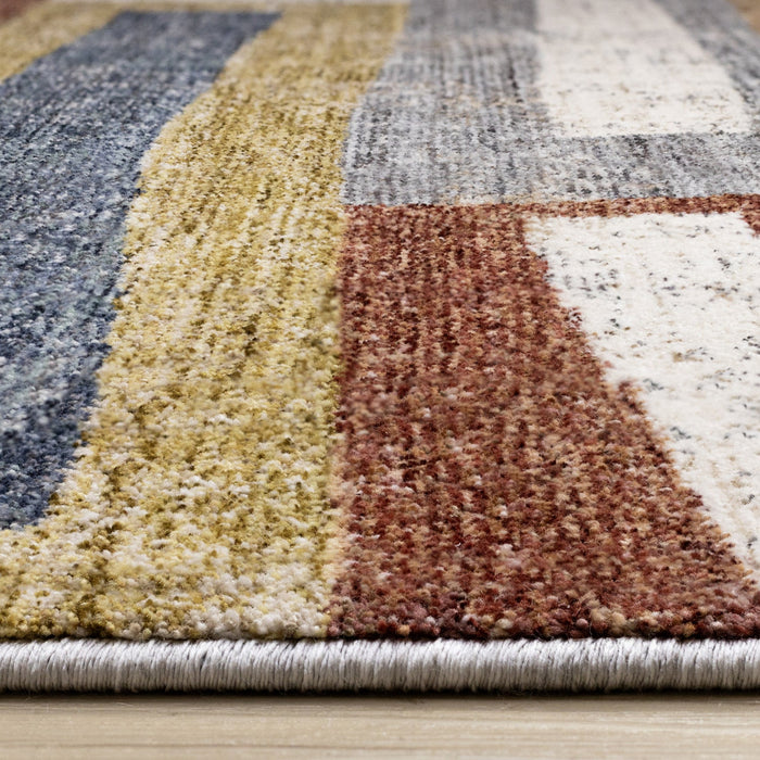 Macey Modern Grey Blue Red Sophisticated Area Runner - 2'0\" x 7'10\"