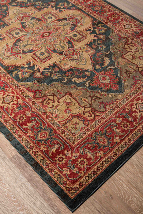 Lux Traditional 3'11\" x 5'7\" Area Rug in Blue Indoor Area Rug 