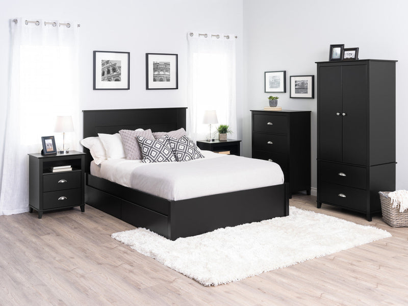 Yaletown 2-Drawer Tall Nightstand - Black