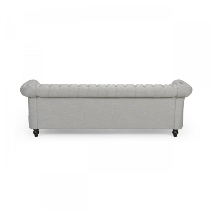 Colin Fabric 3 Seater Sofa With Tufted Back And Nailhead Trim - Grey 