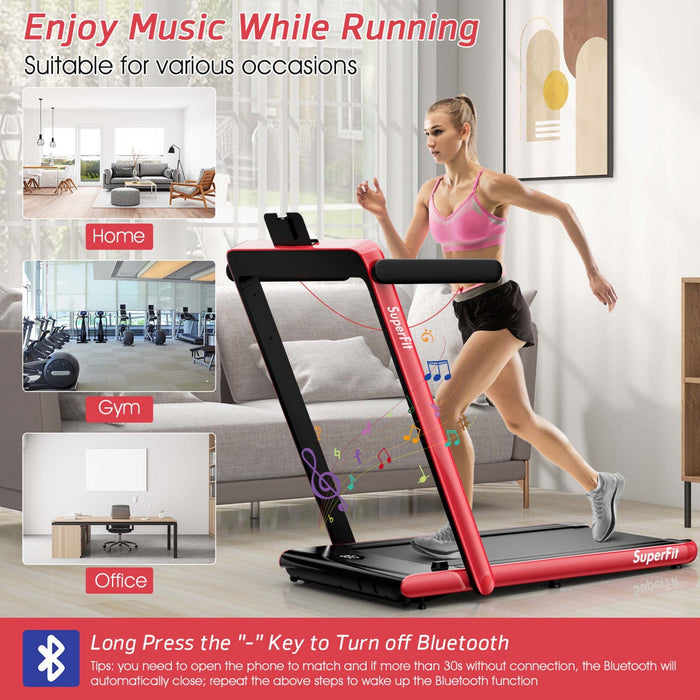 Superfit 2.25hp 2 In 1 Folding Treadmill Jogging Machine W/app Control Red