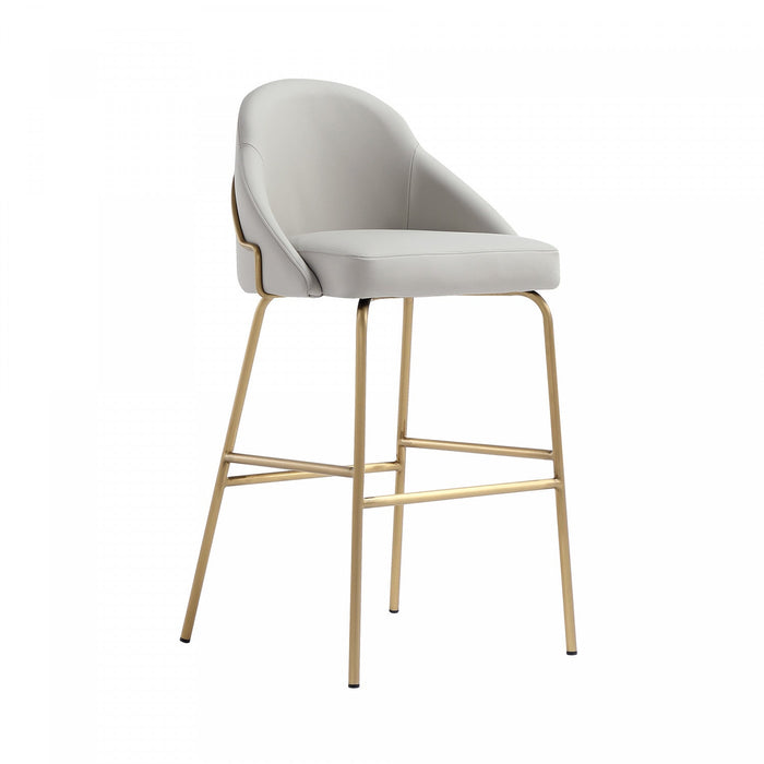 Gracie Modern Metal Upholstered Barstool in Stone Gray and Gold Bar Stool 