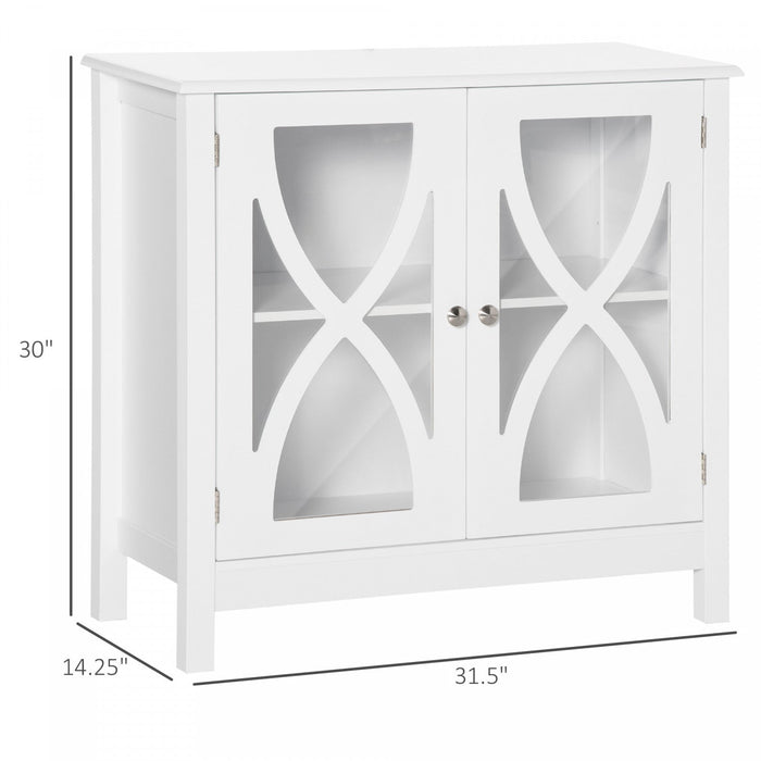 HOMCOM Kitchen Sideboard, Glass Door Buffet Cabinet with Adjustable Shelf