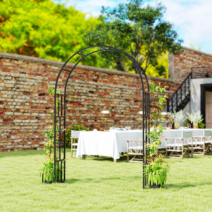 Outsunny 7.3ft Steel Garden Arch Trellis, Garden Arbor For Climbing Plants