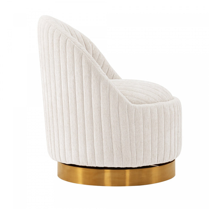 Leela Modern Chenille Swivel Lounge Chair in Cream - Set of 2 Accent Chair 