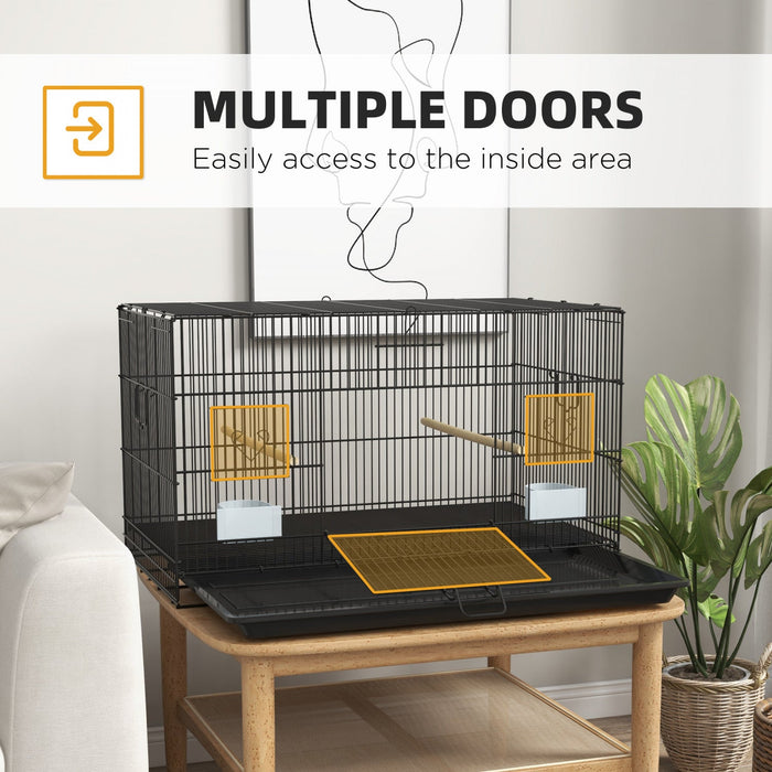 Pawhut 17.7\" Birdcage For Canaries, Lovebirds Finches, Budgie Cage With Removable Tray, Bottom Mesh 