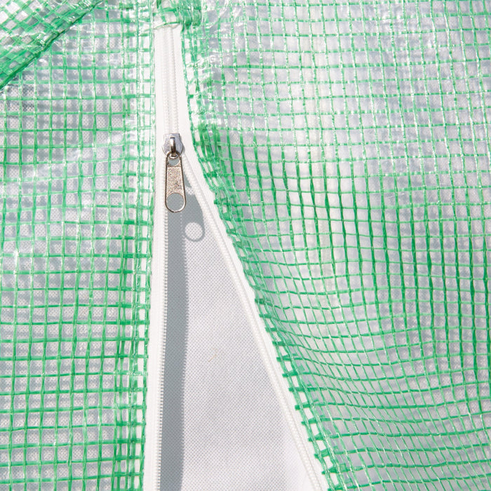 Outsunny 9.7' X 9.7' X 6.5' Large Walk-in Double Cover Polytunnel Greenhouse Outdoor W/ Roll-up Zipp