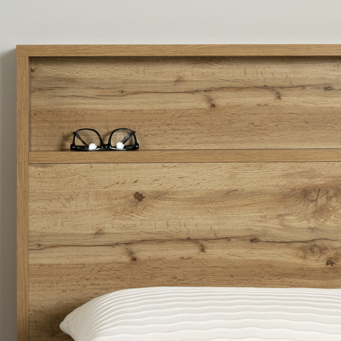 Cavalleri Platform Bed And Headboard Set Nordik Oak - South Shore Queen Bed