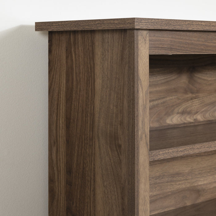 Yodi Mates Bed And Bookcase Headboard Set Natural Walnut - South Shore Twin Bed
