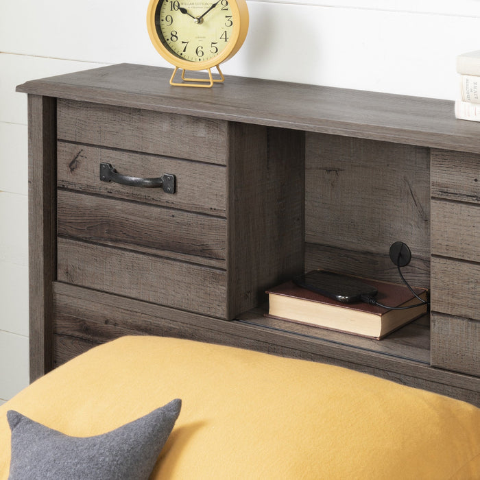 Ulysses Storage Bed And Bookcase Headboard Set Fall Oak - South Shore Twin Bed