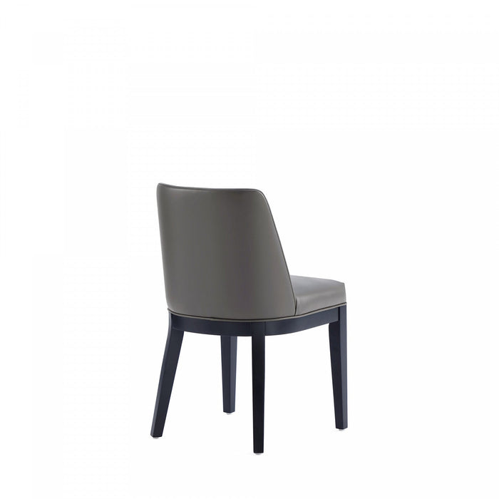 Gansevoort Modern Wood Vegan Leather Dining Chair in Graphite - Set of 4 