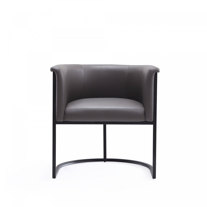 Cosmopolitan Mid-Century Modern Vegan Leather Metal Dining Chair in Graphite - Set of 2 