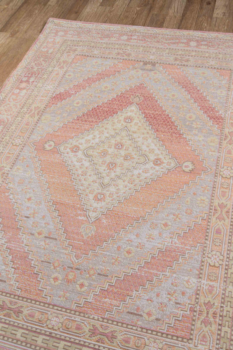 Poppy Traditional 9'3\" x 11'10\" Area Rug in Pink Indoor Area Rug 