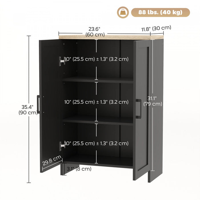 HOMCOM Storage Cabinet with Double Doors and Adjustable Shelf, Black