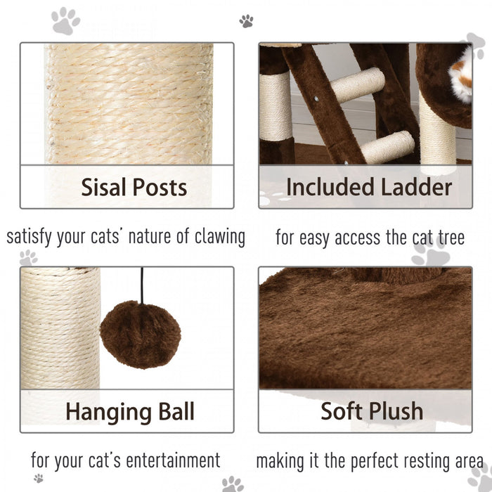 Pawhut 94\"-102\" Huge Cat Tree Ceiling High Cat Condo Scratching Post Activity Center Multi-level Pla