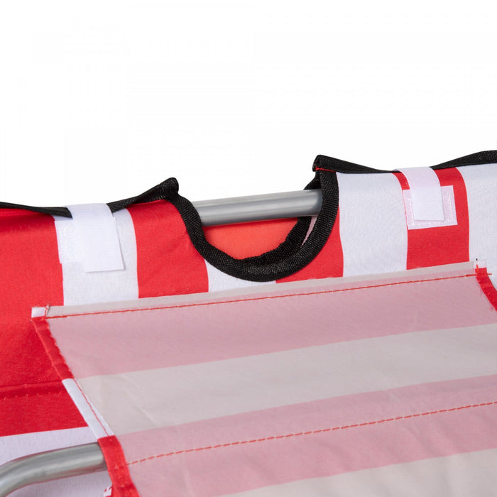 Outsunny Beach Lounge Chair Sun Lounger, Ground Beach Mat, Red And White