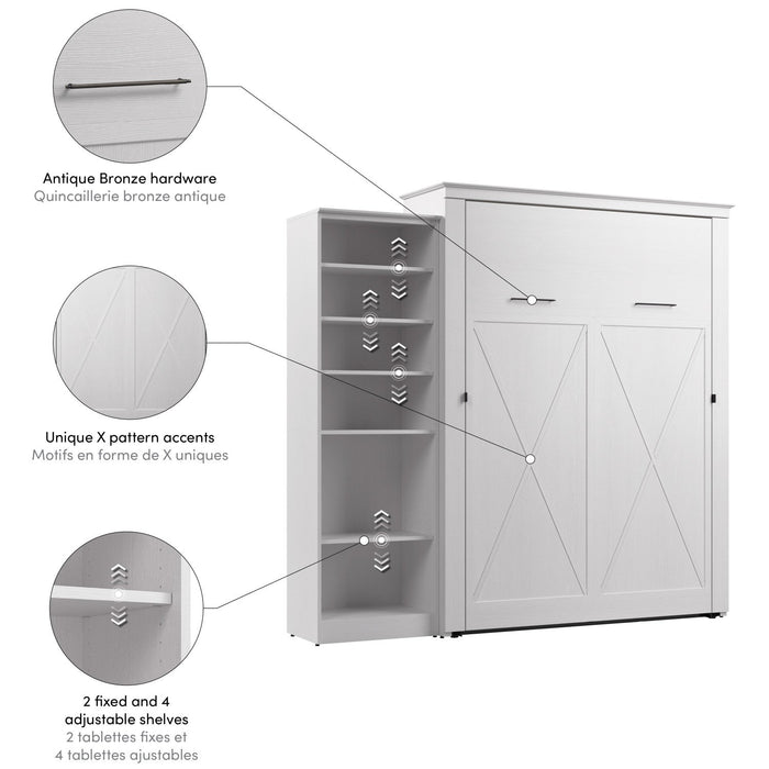 Bestar Key West Queen Murphy Bed with Closet Organizer (94 W) - Pure White Oak