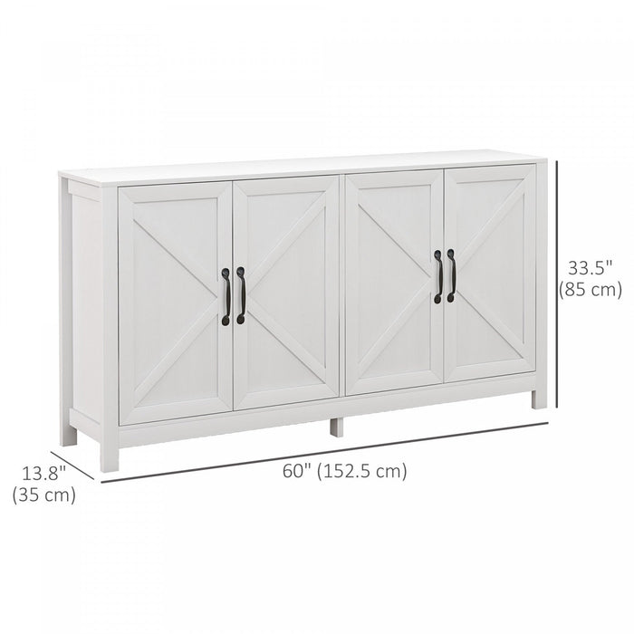 HOMCOM Storage Cabinet, Buffet Sideboard with Barn Door, Shelf, White