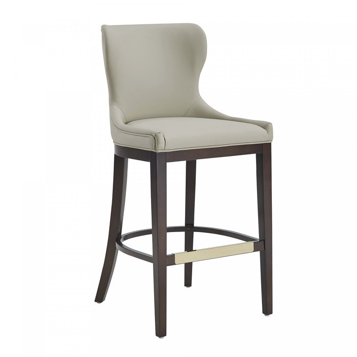 Blair Modern Wood Upholstered Barstool in Stone - Set of 3 Bar Stool 
