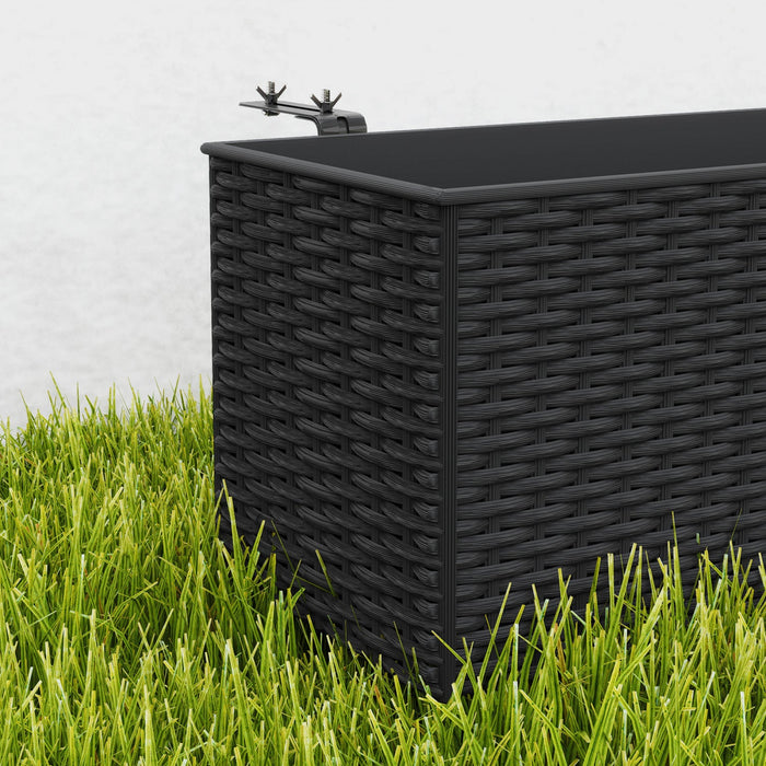 Outsunny 2 Pack 20 Inch Railing Planter Box, Hanging Flower Pots, Black